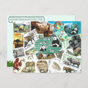 World Animal Day Postcard using Postage Stamps