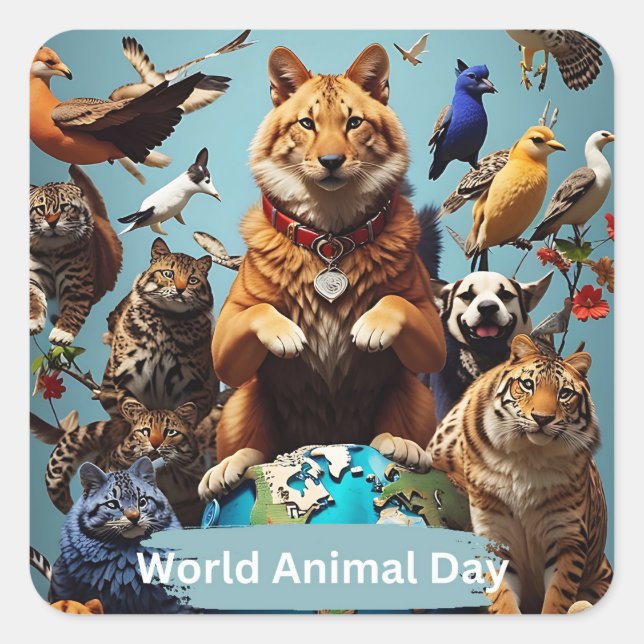 World Animal Day  Square Sticker (Front)