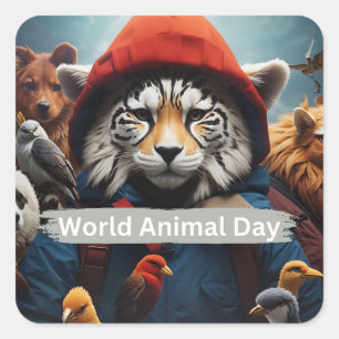World Animal Day Square Sticker