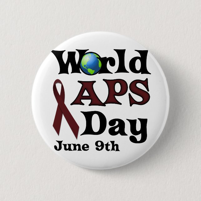 WORLD APS DAY 6 CM ROUND BADGE (Front)
