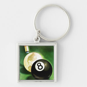 World as Cue Ball Key Ring