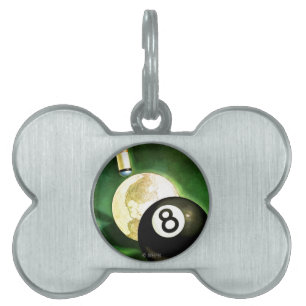 World as Cue Ball Pet Name Tag