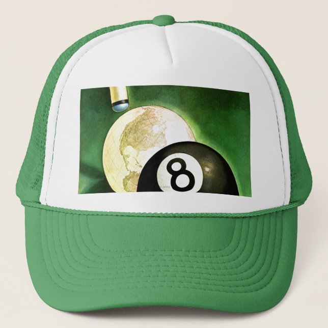 World as Cue Ball Trucker Hat (Front)