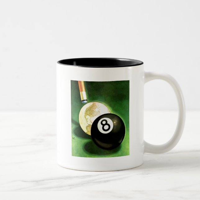 World as Cue Ball Two-Tone Coffee Mug (Right)