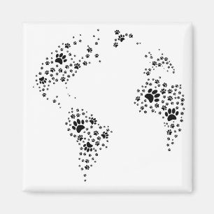 World Atlas Dog Paw Prints Magnet