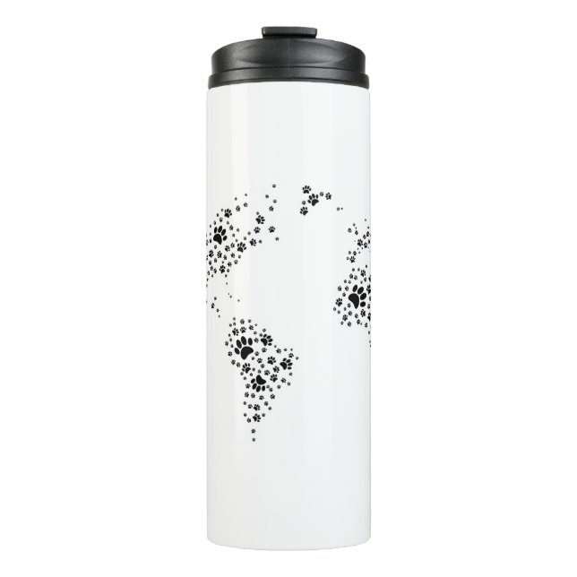World Atlas Dog Paw Prints Thermal Tumbler (Front)