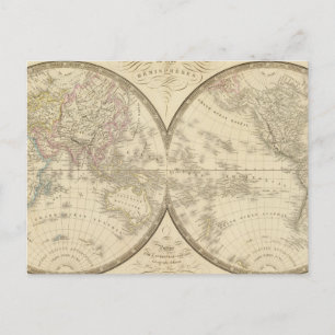 World Atlas Map Postcard