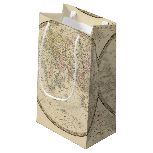 World Atlas Map Small Gift Bag (Back Angled)