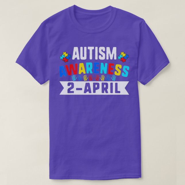 World Autism Awareness Day 2020 2 April Mom Dad Su T-Shirt (Design Front)