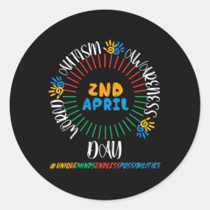 World Autism Awareness Day 2025 Unique Mind  Classic Round Sticker
