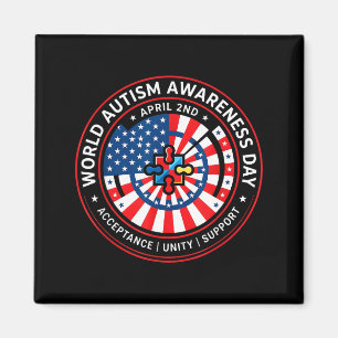 World autism awareness day 2nd april ribbon merch magnet