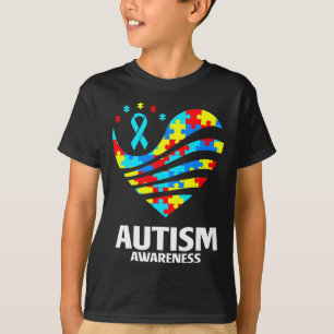 World Autism Awareness Puzzle Pieces Heart Autisti T-Shirt