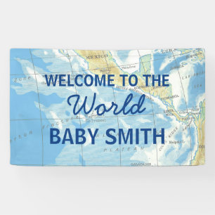 World Awaits Baby Shower Backdrop Banner