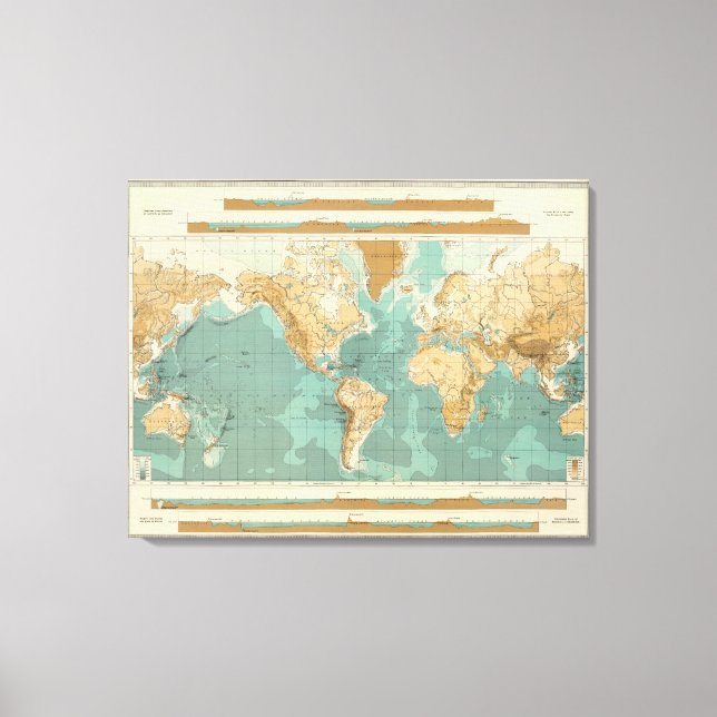 World bathyorographical map canvas print (Front)