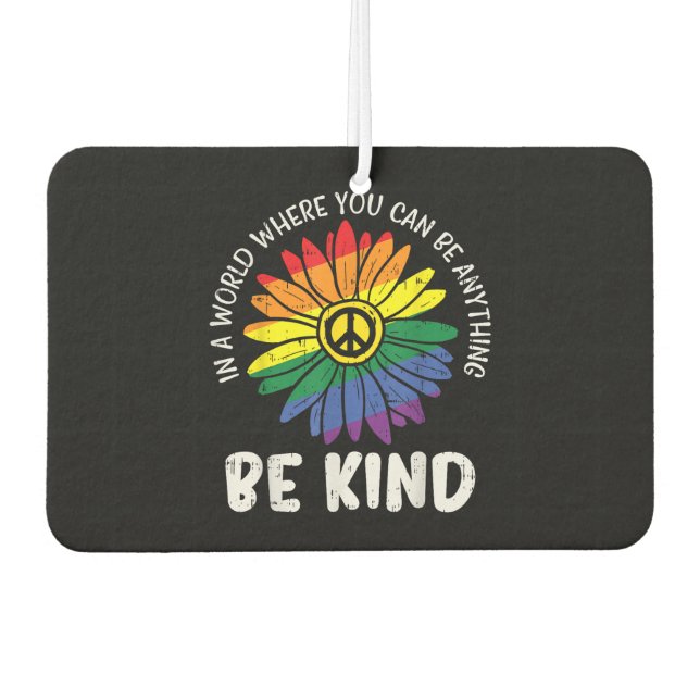 World Be Kind Rainbow Car Air Freshener (Front)