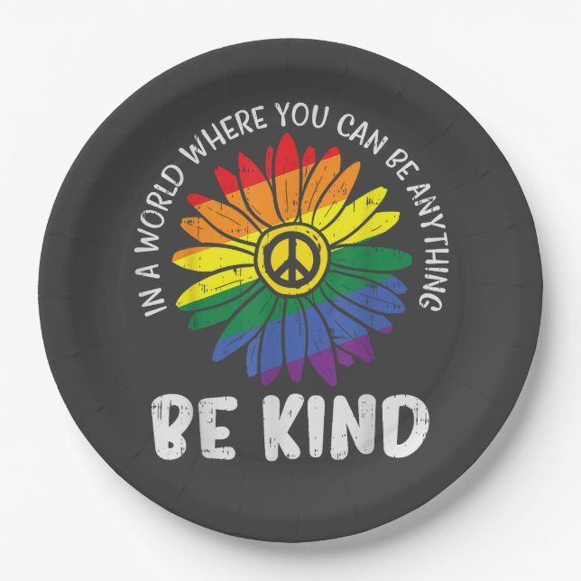 World Be Kind Rainbow Paper Plate (Front)
