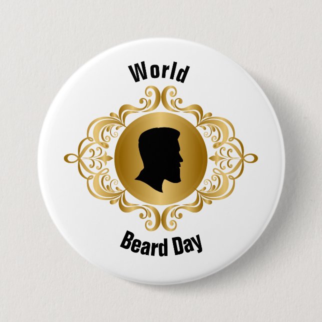 World Beard Day Silhouette Button (Front)