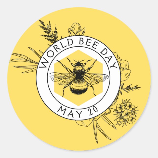 World Bee Day Classic Round Sticker (Front)