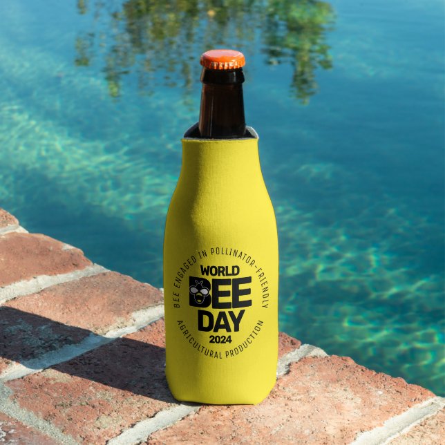 World Bee Day Yellow Black Pollinator Bottle Cooler (In Situ Pool)