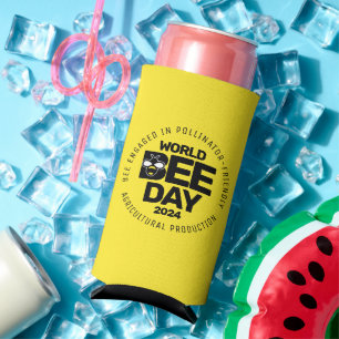 World Bee Day Yellow Black Pollinator Seltzer Can Cooler