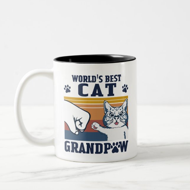 Worl'd Best Cat Grandpa Two-Tone Coffee Mug (Left)
