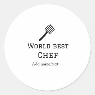 World best chef add name text cooking best barbecu classic round sticker
