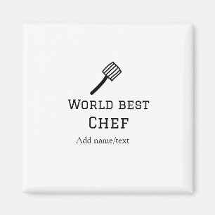 World best chef add name text cooking best barbecu magnet