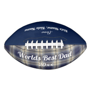 World Best Dad, Blue Plaid, Kids Names American Football