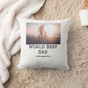 World best dad ever fat add name text sports text cushion