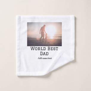 World best dad ever fat add name text sports text wash cloth