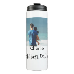 world best dad ever photo name date simple fathers thermal tumbler