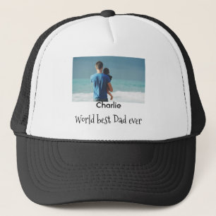 world best dad ever photo name date simple fathers trucker hat