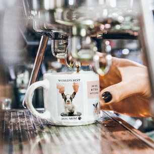 World Best Dog Mum   Collage Photo   Pastel Pink Espresso Cup