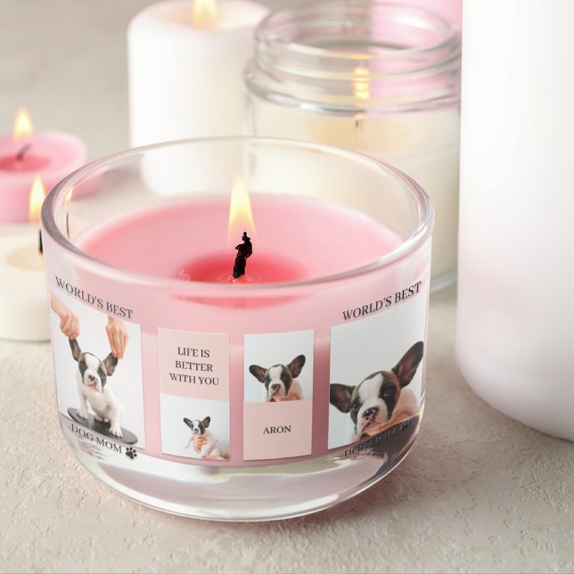 World Best Dog Mum | Collage Photo | Pastel Pink Rectangular Sticker (Creator Uploaded)