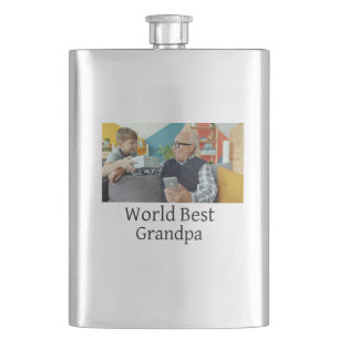 World best Grandpa add name text sports text simpl Hip Flask