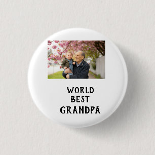 World best Grandpa photo name father's day grandpa 3 Cm Round Badge