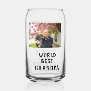World best Grandpa photo name father's day grandpa Can Glass
