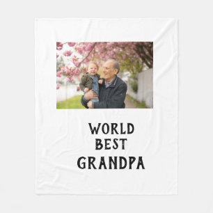 World best Grandpa photo name father's day grandpa Fleece Blanket