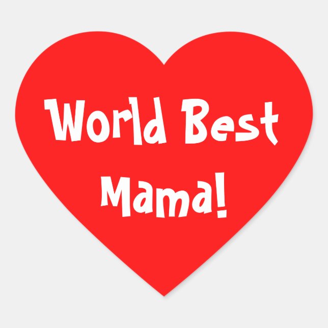 World Best Mama Heart Sticker (Front)
