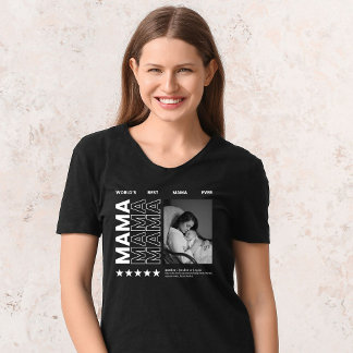 World Best Mama Typography and Custom photo  T-Shirt