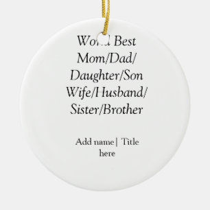 World best mum husband wife dad daughter son ceramic tree decoration