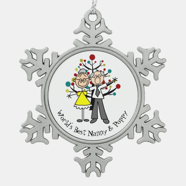 World Best Nanny and Poppy Snowflake Ornament (Front)