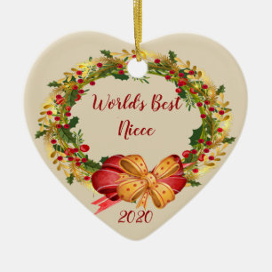 World Best Niece Antique Wreath Christmas Ceramic Tree Decoration
