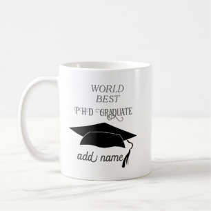 World Best PHD Graduate Doctor Hat Calligraphy Coffee Mug