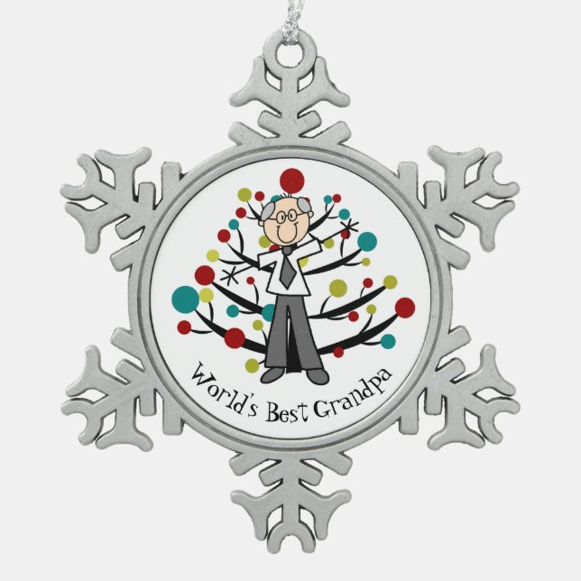 World BestGrandpa Snowflake Ornament (Front)