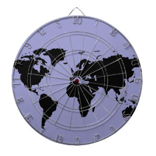 world black graphic map dartboard