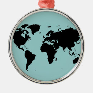 world black graphic map metal tree decoration