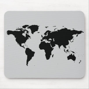 world black graphic map mouse mat
