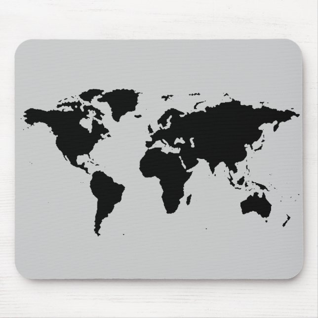 world black graphic map mouse mat (Front)