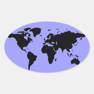 world black graphic map oval sticker